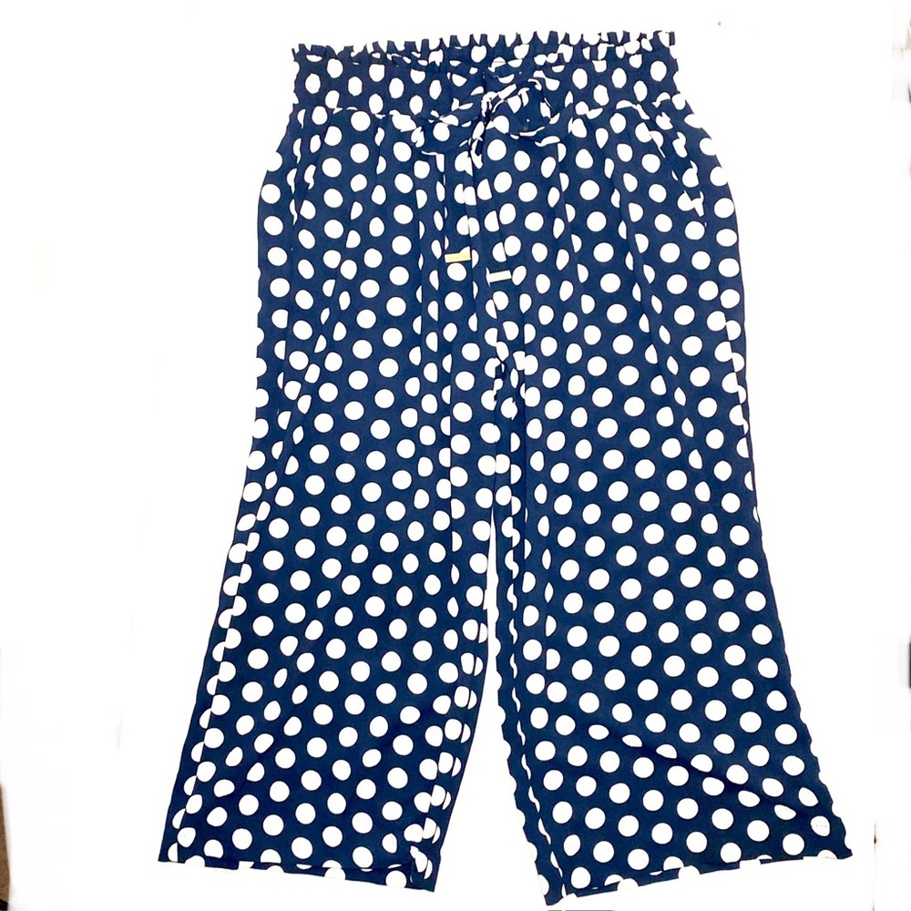 Women’s High Waisted Navy Polka Dot Palazzos Pants